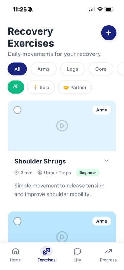 Recovery Exercises with guided movements